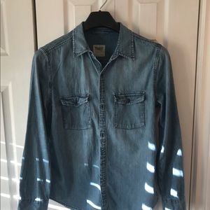 TNA denim women’s boyfriend fit shirt size large